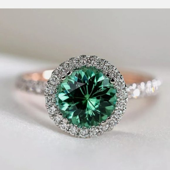 ☆☆New two tone s925 simulated emerald women Ring♡ - Picture 5 of 5